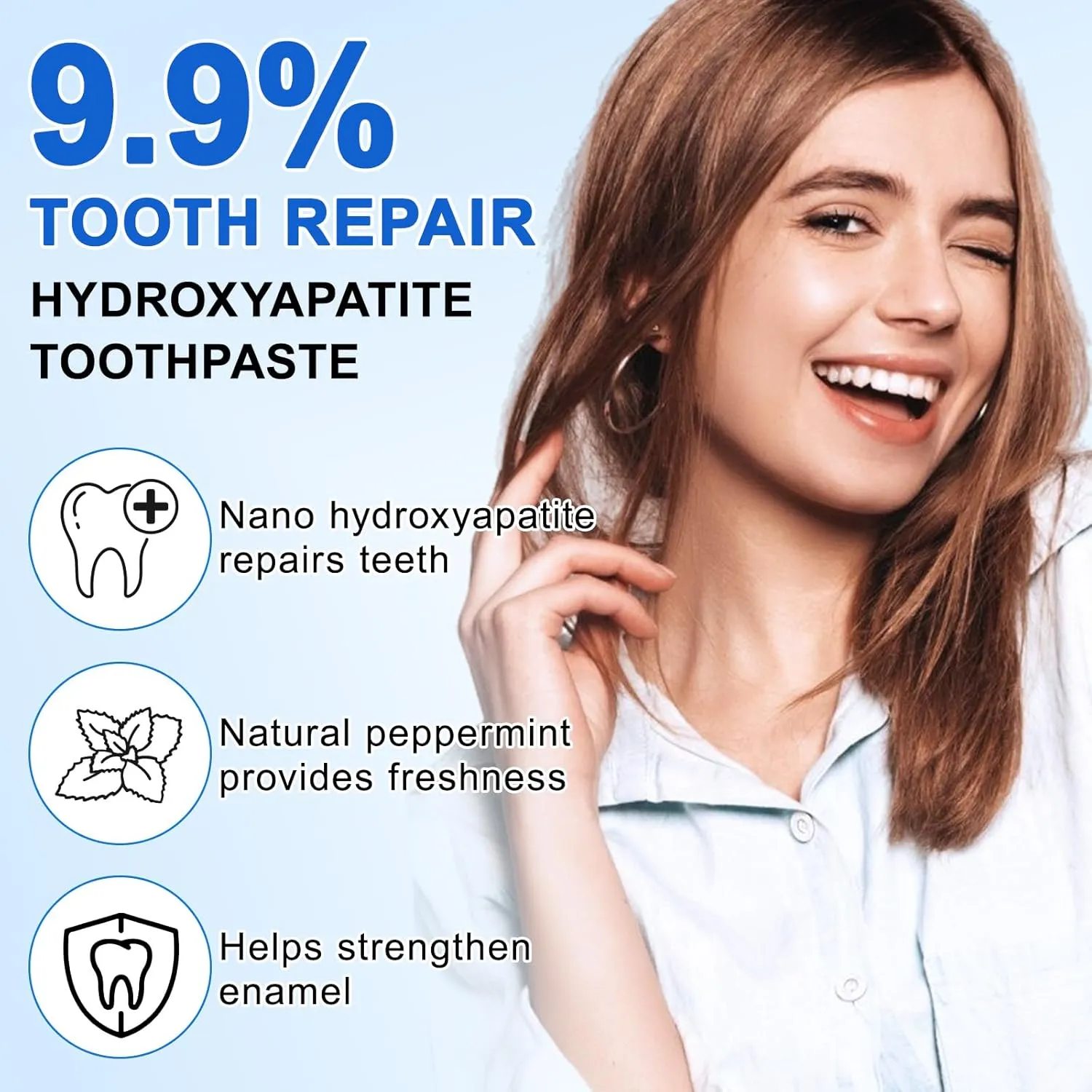Hydroxyapatite Toothpaste, Fluoride Free Nano Hydroxyapatite Toothpaste, Help for Strengthening Enamel, Gentle Mint, 8.46 Oz
