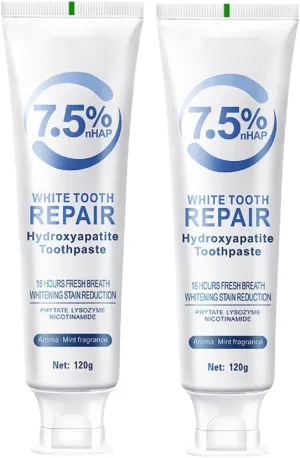 Hydroxyapatite Toothpaste for Enamel Protection and Tooth Strengthening,Hidroxiapatita Toothpaste,Gentle Mint,Fresh Breath,Daily Use for Oral Health,4.23oz (2 PCS)