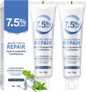 Hydroxyapatite Toothpaste for Enamel Protection, Fluoride-Free Formula with Gentle Mint, for Sensitive Teeth, Daily Protection, Long-Lasting Fresh Breath, 4.23 Oz (2)