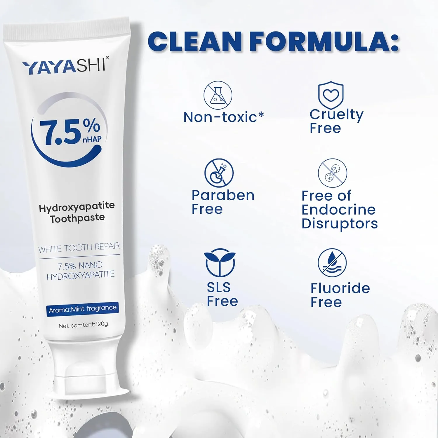 Hydroxyapatite Toothpaste for Enamel Repair & Sensitivity Relief, Cool Mint Flavor, Long-Lasting Freshness, Daily Dental Care