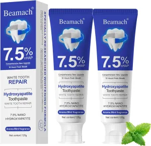 Hydroxyapatite Toothpaste, Nano 7.5% Hydroxyapatite Toothpaste, Whitening Tooth Repair, Protects Enamel and Strengthens Teeth, Fluoride-Free, Gentle Mint, Fresh Breath