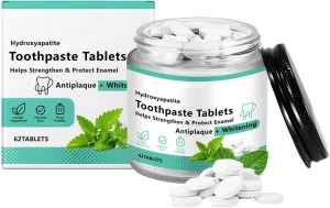 Hydroxyapatite Toothpaste Tablets, Antiplaque and Whitening, 62 Count, Herbal Peppermint Flavor, Fluoride Free