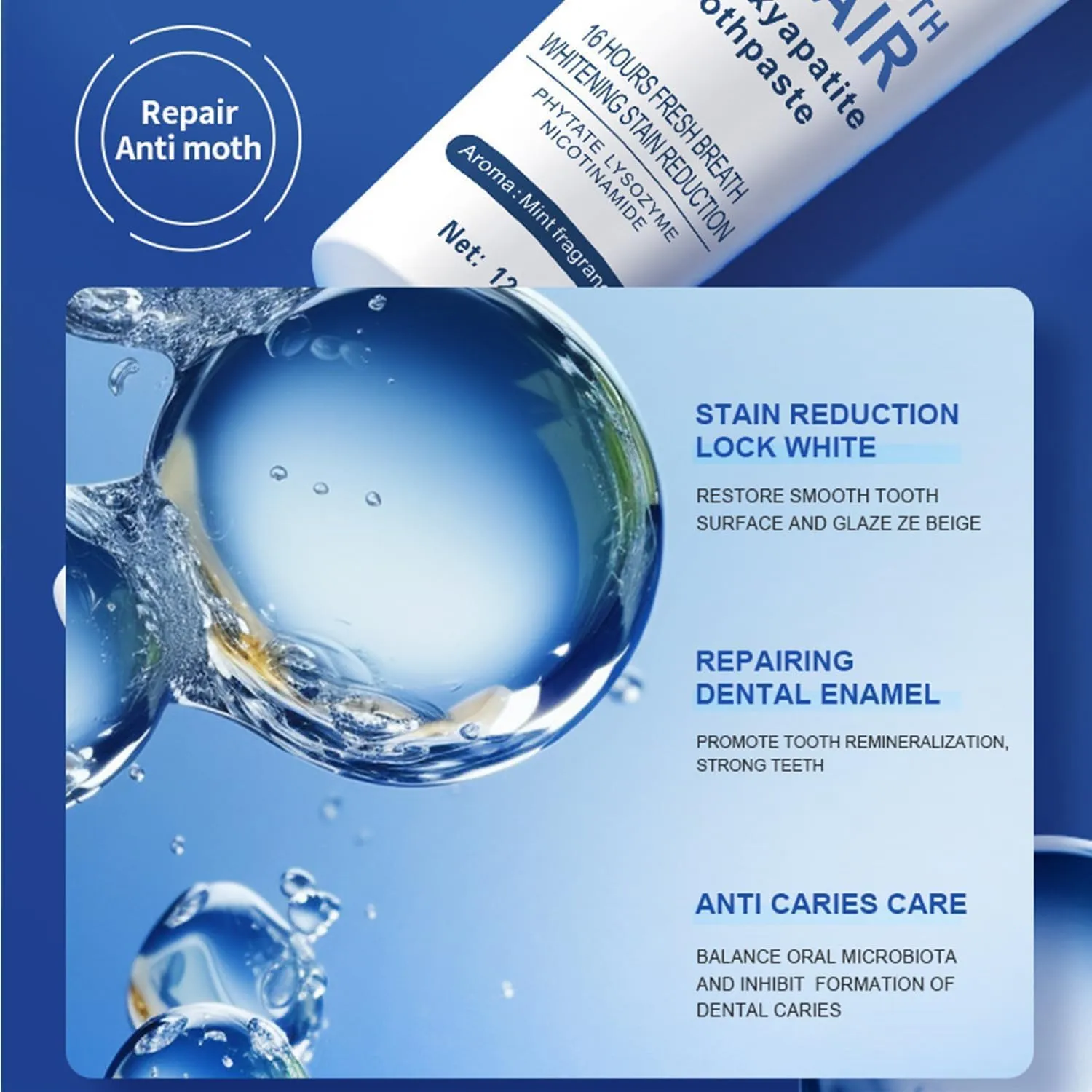 Hydroxyapatite Toothpastes for Enamel Protection and Tooth Strengthening, 7.5% Hydroxyapatite Whitening Toothpastes - Fluoride-Free, Gentle Mint, Fresh Breath, Daily Use for Oral Health (3)