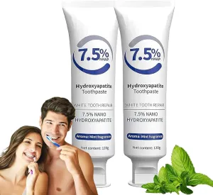 Hydroxyapatite Toothpastes for Enamel Protection and Tooth Strengthening, Fluoride-Free Formula，Gentle Mint, Fresh Breath, Daily Use for Oral Health, 4.23oz (2pc)