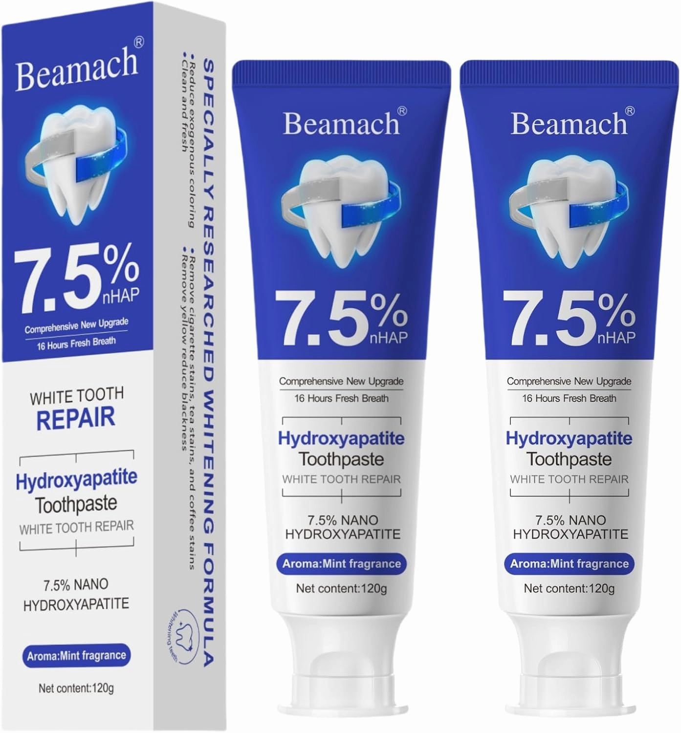 Hydroxyapatite Toothpaste, 7.5% Nano Hydroxyapatite Toothpaste for Enamel Repair & Teeth Whitening, Fluoride-Free, Gentle Mint, Breath Freshening, Daily Use for Oral Health, 4.23oz