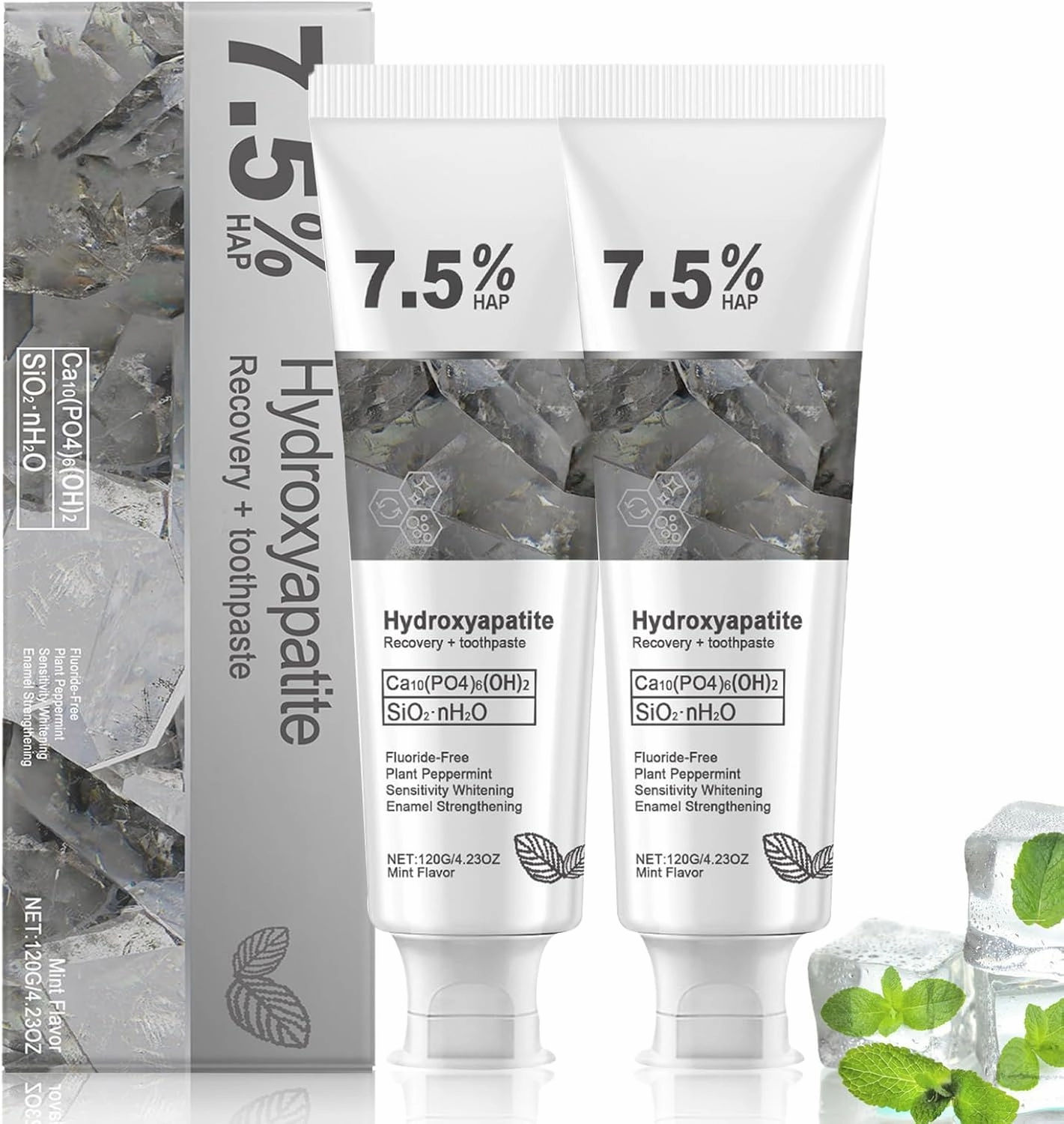 Hydroxyapatite Toothpaste for Advanced Enamel Protection, Gentle and Effective Formula, Fluoride-Free with Refreshing Mint, Hydroxyapatite Toothpaste for Sensitive Teeth (2)