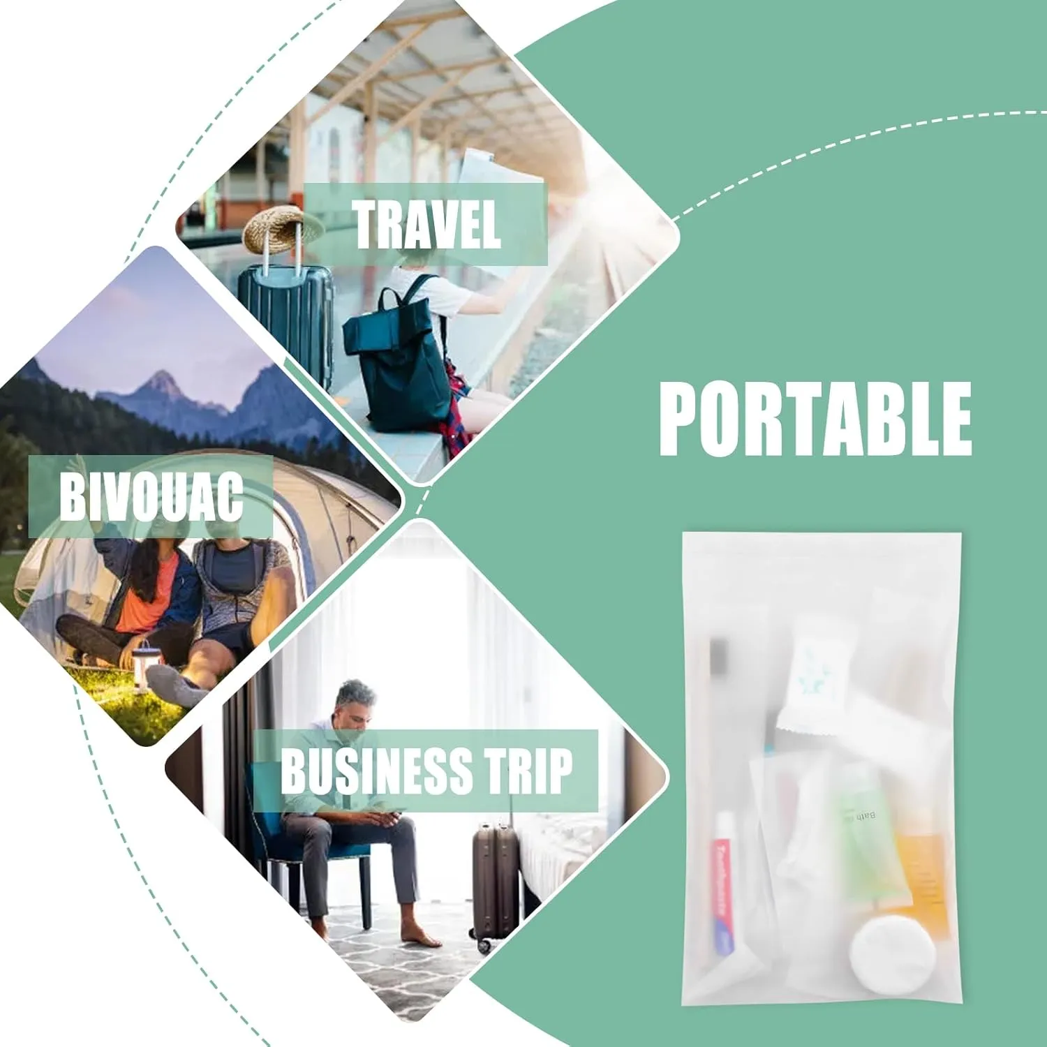 Hygiene Kit Bulk, Individually Packed, The Convenience Kit Bulk Is Fully Equipped And Clean And Hygienic, Convenience Kits Suitable For Hotel, Home, Camping, Travel (100 Sets)