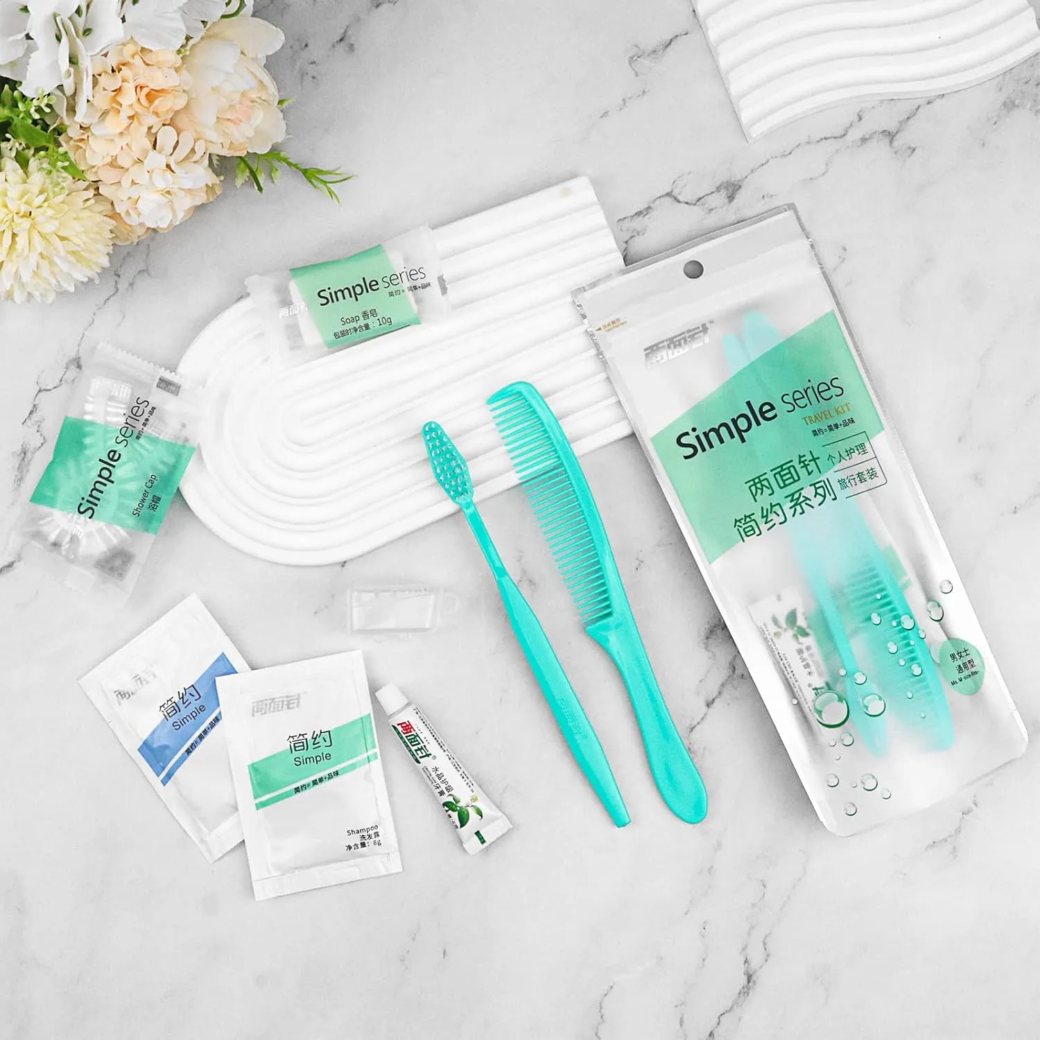 Hygiene Kit Bulk, Individually Packed, Travel Hygiene Kit With Toothbrush, Toothpaste, Comb, Shampoo, Shower Gel, Shower Cap And Soap, Suitable For Hotel, Home, Camping, Travel (50 pcs)