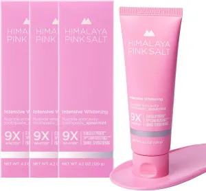Intensive Whitening Toothpaste, 4.2oz (3 Packs) - Teeth Whitening for Adults with Fluoride for Anti Cavity & Enamel Repair, Pink Toothpaste, Fresh Spearmint Flavor
