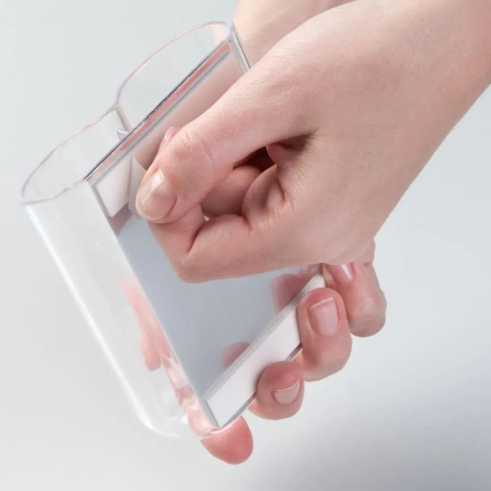 InterDesign AFFIXX, Peel-and-Stick Strong Self-Adhesive Una Dual Toothbrush Holder for Bathroom - Clear/Mirrored Accent