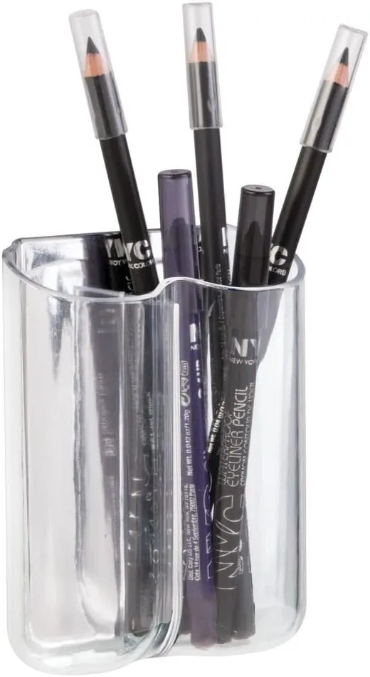 InterDesign AFFIXX, Peel-and-Stick Strong Self-Adhesive Una Dual Toothbrush Holder for Bathroom - Clear/Mirrored Accent