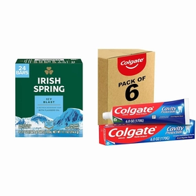 Irish Spring Icy Blast Bar Soap for Men & Colgate Cavity Protection Toothpaste with Fluoride, Great Regular Flavor, 6 Ounce (Pack of 6)