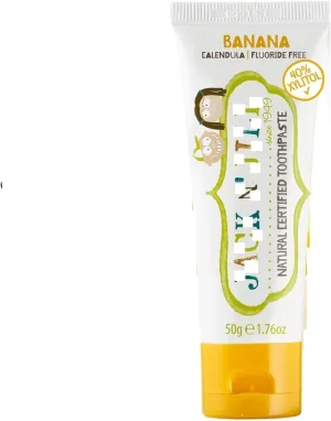Ja.ck N' Ji.ll Natural Toddler Toothpaste - Fluoride Free Training Toothpaste for Toddlers 1-3, 40% Xylitol, BPA Free - Banana, 1.76 oz (Pack of 3)