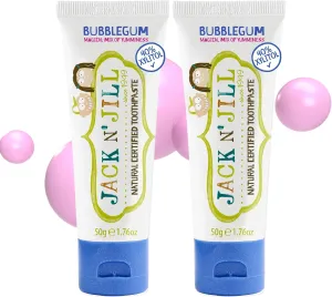 Jack N' Jill Natural Toothpaste for Kids - Fluoride Free Toothpaste, 40% Xylitol, BPA Free - Bubblegum, 1.76 oz (Pack of 2)