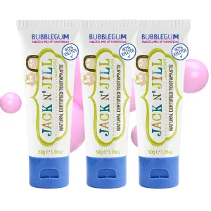 Jack N' Jill Natural Toothpaste for Kids - Fluoride Free Toothpaste, 40% Xylitol, BPA Free - Bubblegum, 1.76 oz (Pack of 3)