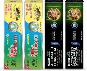 Jagat Devsutra Activated Charcoal & Fresh Mint Toothpaste | Doctor Recommended Ayurvedic, Organic & Herbal | 100% Natural Teeth Whitening, No Fluoride & Artificial Colors, Gum Cure, Vegan - Pack of 4