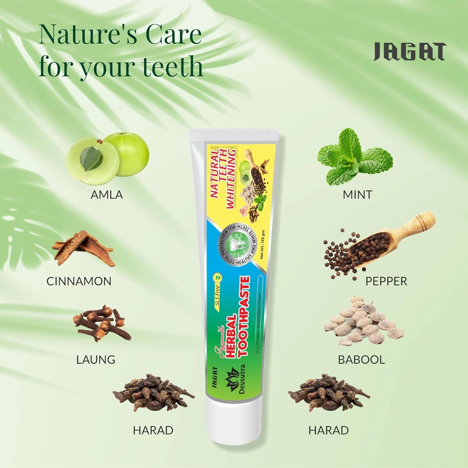 Jagat Devsutra Activated Charcoal & Fresh Mint Toothpaste | Doctor Recommended Ayurvedic, Organic & Herbal | 100% Natural Teeth Whitening, No Fluoride & Artificial Colors, Gum Cure, Vegan - Pack of 4