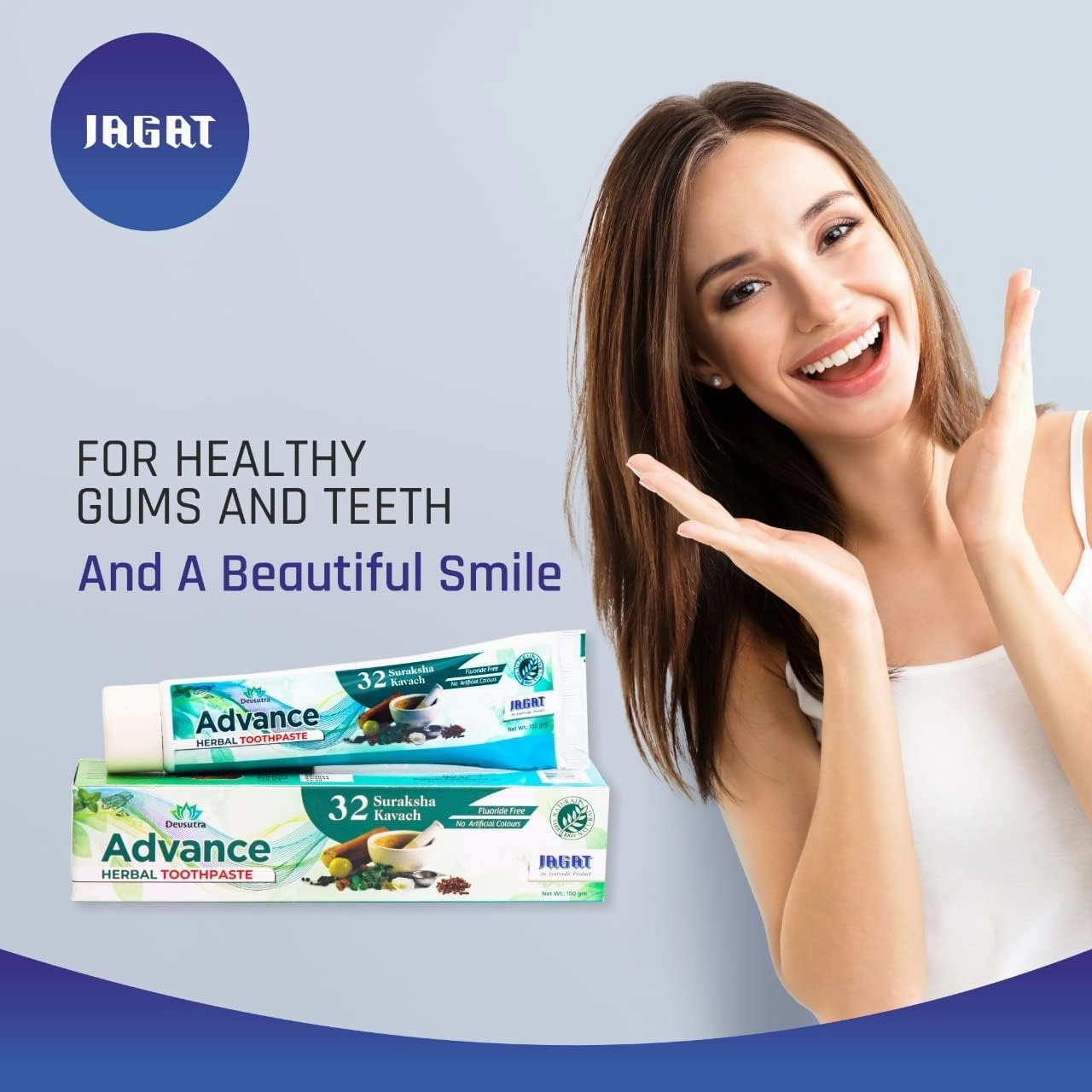 Jagat Devsutra Advanced Toothpaste | Doctor Recommended Ayurvedic, Organic & Herbal | 100% Natural Teeth Whitening, No Fluoride & Artificial Colors, Gum Cure, Vegan - Pack of 4