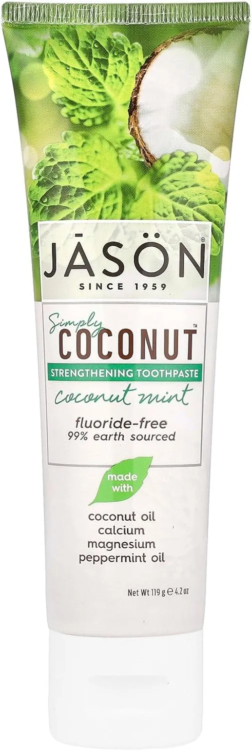 Jason Natural Simply Coconut, Strengthening Toothpaste, Fluoride-Free, Coconut Mint, 4.2 oz (119 g)