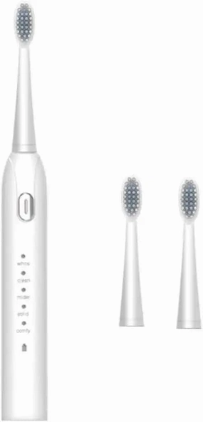 JYYBN Electric Toothbrush USB Rechargeable with Replacement Toothbrush Heads 5 Modes Washable Ultrasonic Whitening Tooth Brush for Adult (Color : White)