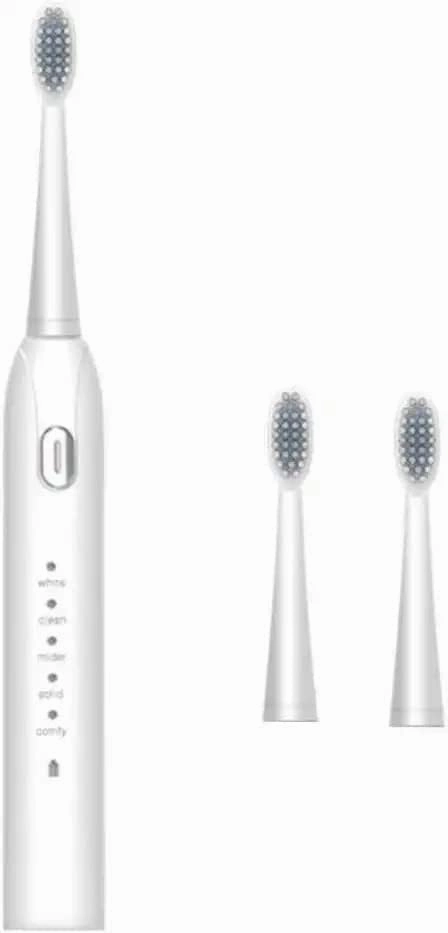 JYYBN Electric Toothbrush USB Rechargeable with Replacement Toothbrush Heads 5 Modes Washable Ultrasonic Whitening Tooth Brush for Adult (Color : White)