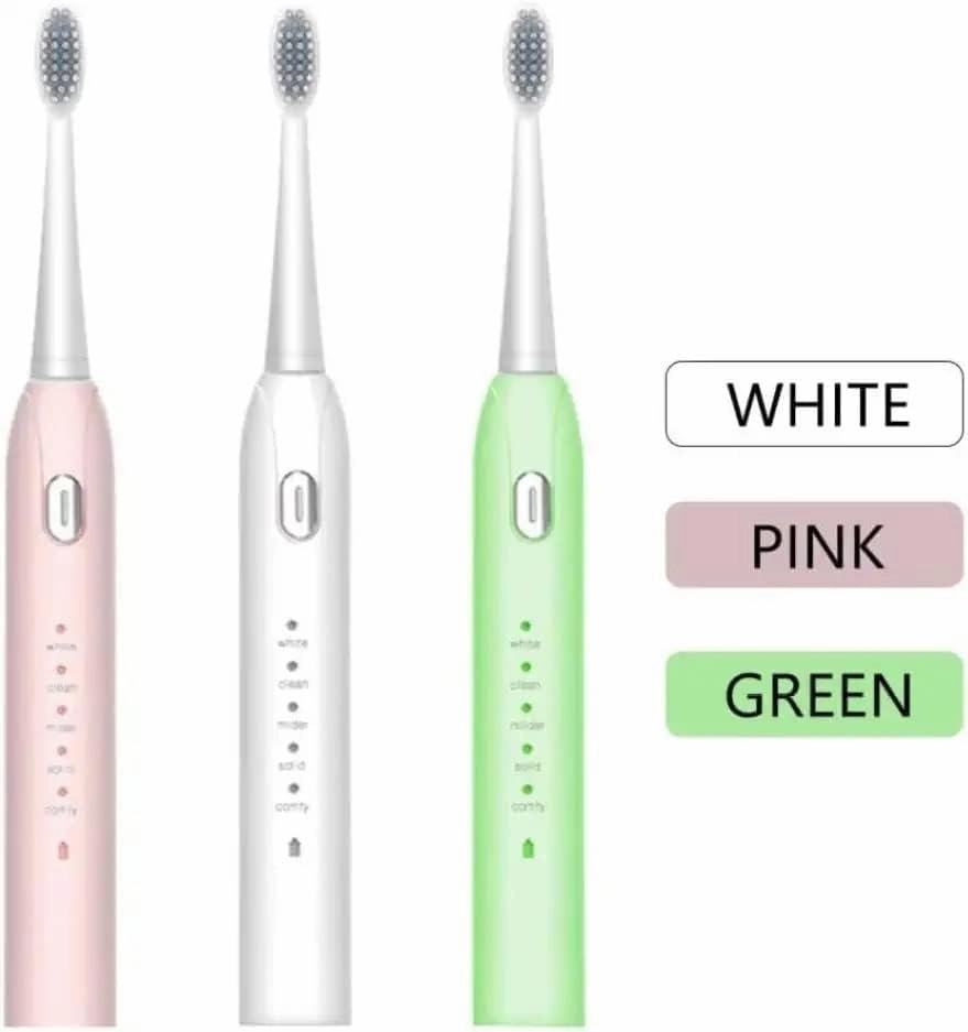 JYYBN Electric Toothbrush USB Rechargeable with Replacement Toothbrush Heads 5 Modes Washable Ultrasonic Whitening Tooth Brush for Adult (Color : White)