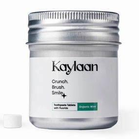 Kaylaan - 90 Toothpaste Tablets - Mint with Fluoride (TSA 3-1-1 compatible)