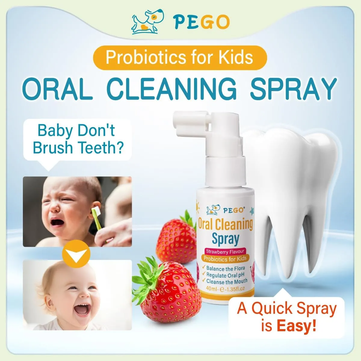 Kids Oral Spray, Toddler Toothpaste Helper for Cavity Prevention and Fresh Breath, Children Anticavity with Fluoride Free for Newborn to Preschoolers, Kid's Mouth Spray (2)