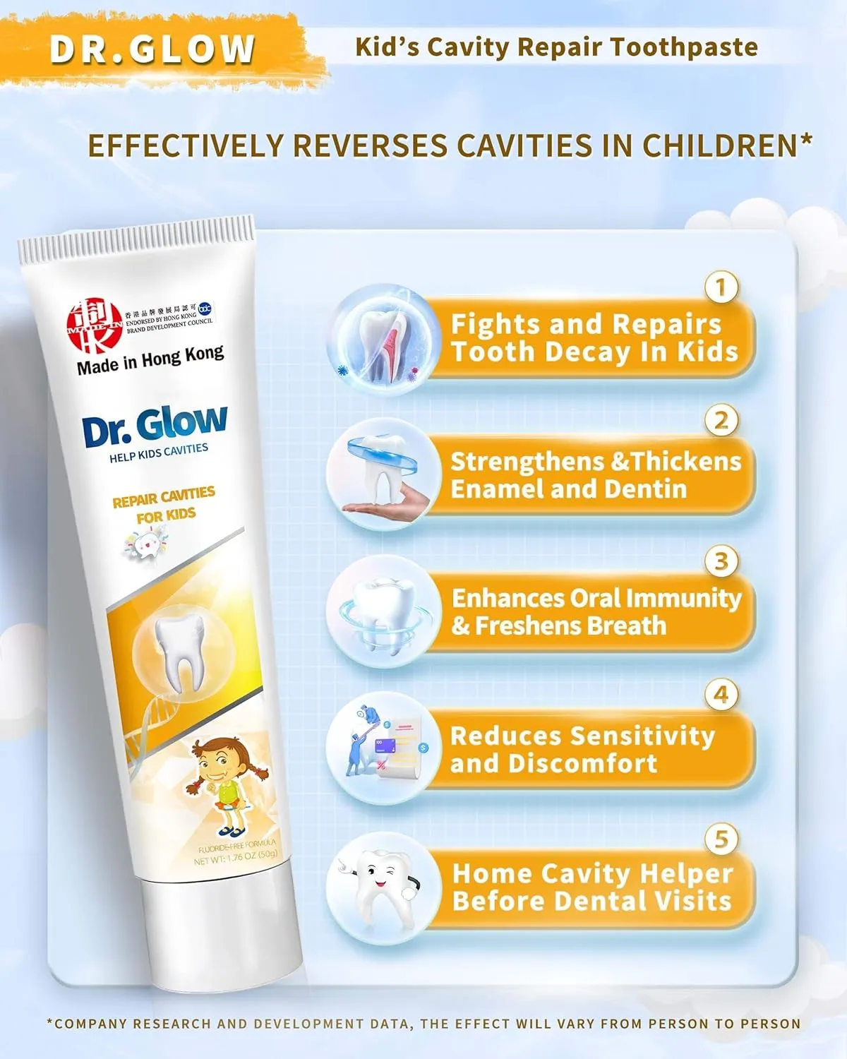 Kids Toothpaste Cavity Repair Toothpaste, Hydroxyapatite Toothpaste Fluoride Free, Tooth Repair Remineralizing Toddler Toothpaste, Kids Enamel Repair Tooth Decay Treatment Fruit Flavor 1.76oz