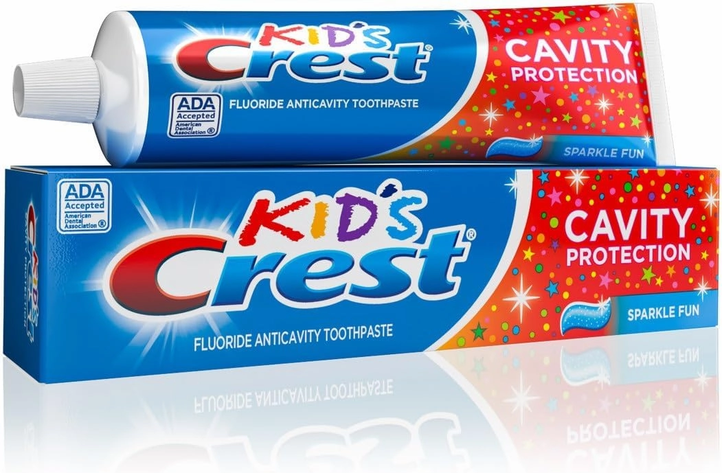 Kids Cavity Protection Crest Sparkle Fun Toothpaste 4.6 Ounce with 2 Minute Sand Timer for Brushing Combo Pack (Pack of 4)