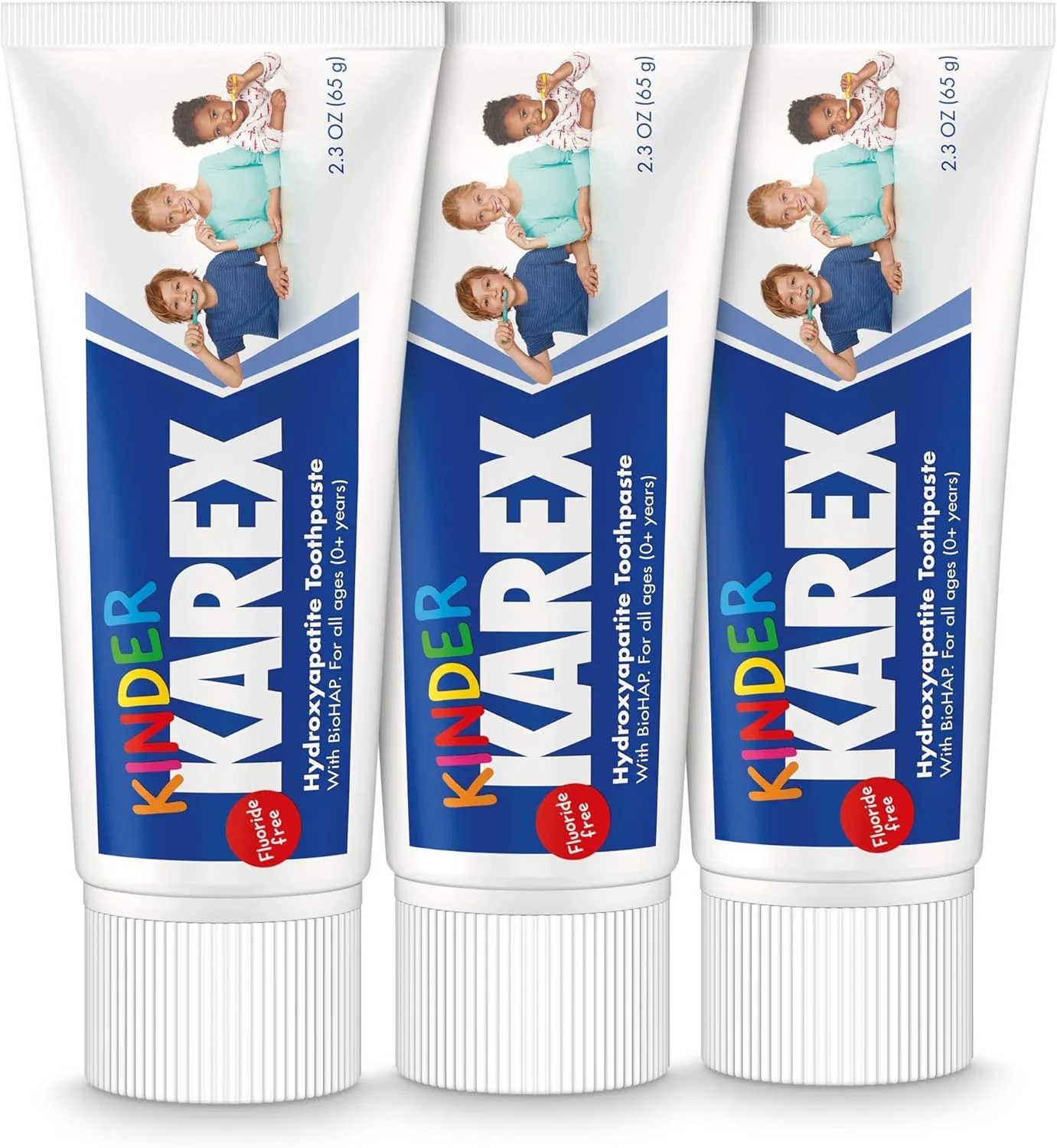 Kinder Karex Hydroxyapatite Kids Toddler Toothpaste I Fluoride Free I Clinically Tested I 2.3 oz (Pack of 3)