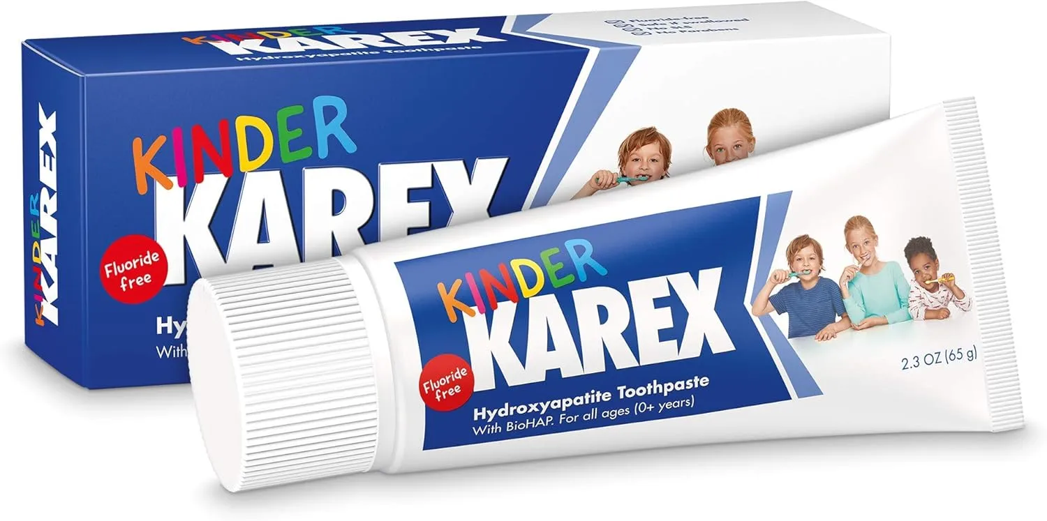 Kinder Karex Hydroxyapatite Kids Toddler Toothpaste I Fluoride Free I Clinically Tested I 2.3 oz (Pack of 3)