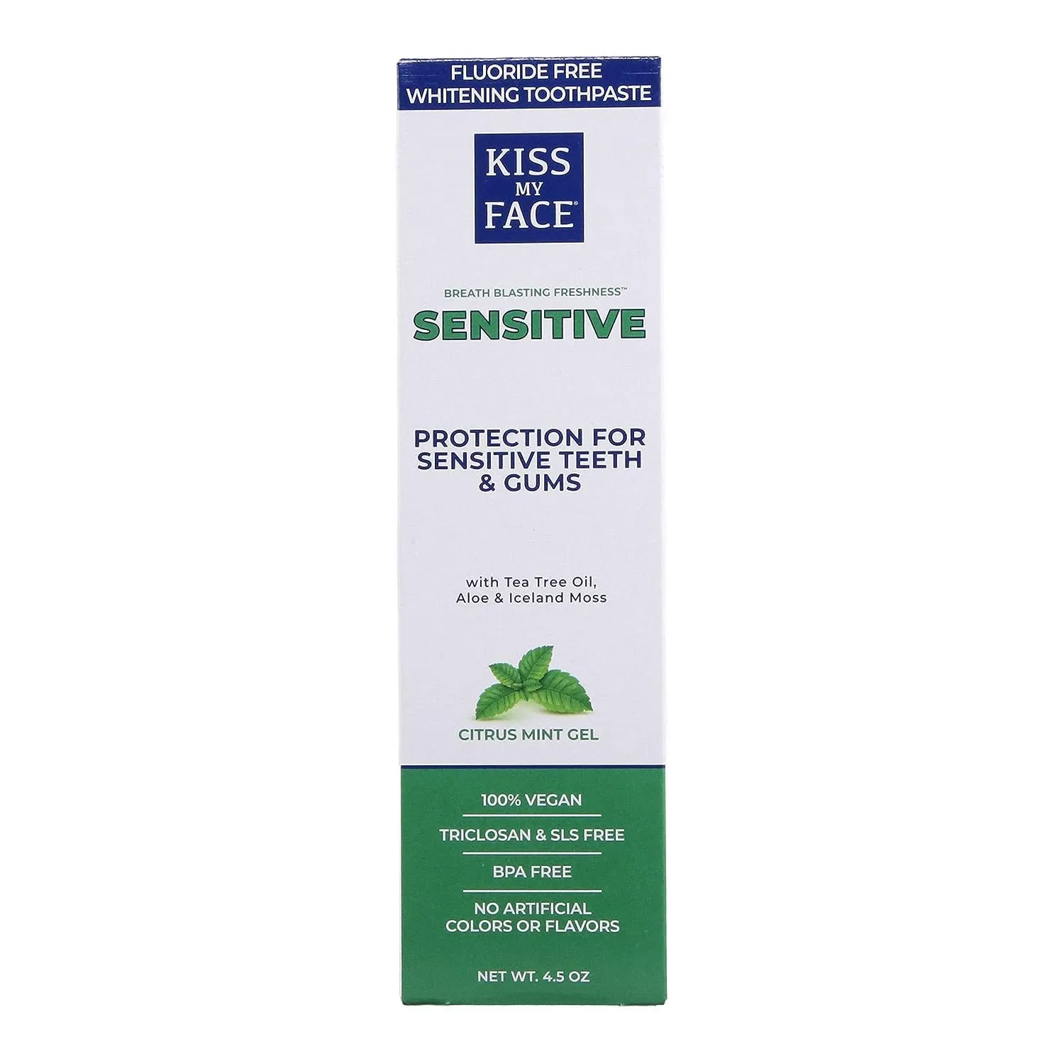Kiss My Face Fluoride Free Sensitive Toothpaste 4.5 oz (Pack of 2)