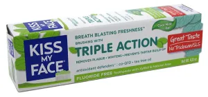 Kiss My Face Toothpaste Triple Action Cool Mint Gel 4.5 Ounce (133ml) (6 Pack)