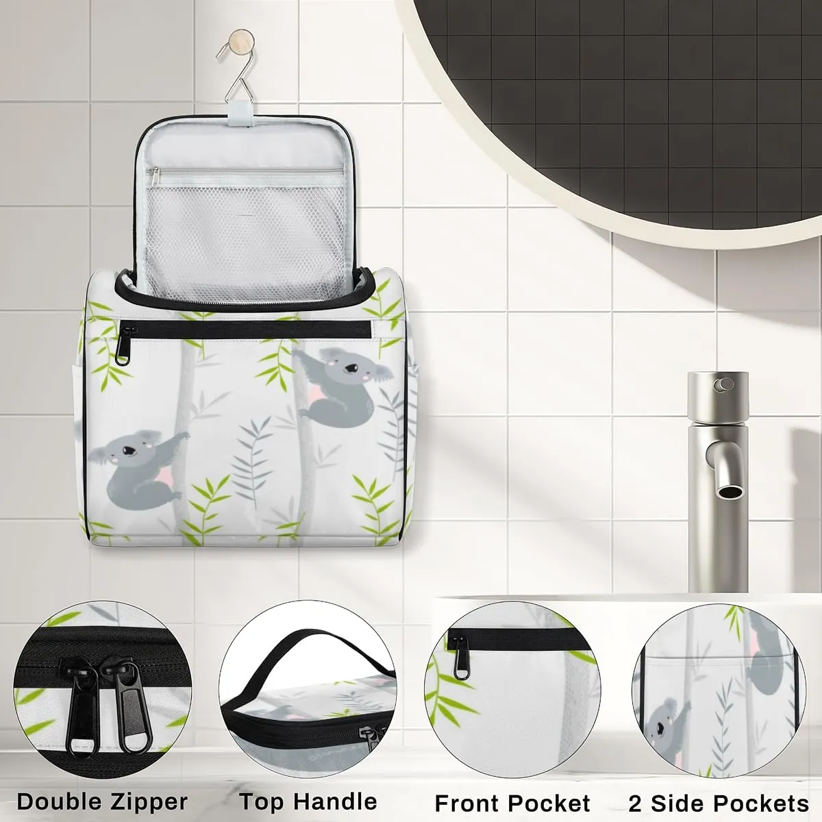 Koalas Paint Hanging Toiletry Bag for Men Women Travel Cosmetic Makeup Organizer Bag Water Resistant Large Portable Wash Case for Accessories, Toiletries, Cosmetics