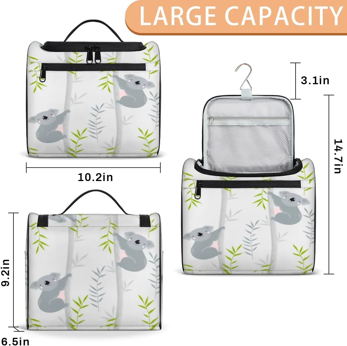 Koalas Paint Hanging Toiletry Bag for Men Women Travel Cosmetic Makeup Organizer Bag Water Resistant Large Portable Wash Case for Accessories, Toiletries, Cosmetics