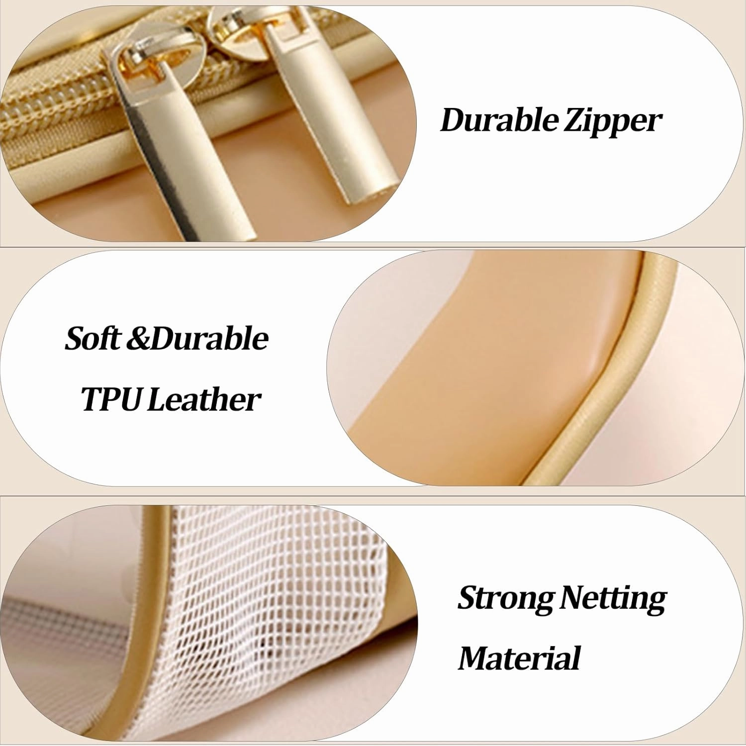 L&FY Large Toiletry Bag, Translucent Leather Makeup Cosmetic Organizer Bag Waterproof With Mesh Pouch For Gym, Workout Swim Beach Shower (Beige, L)