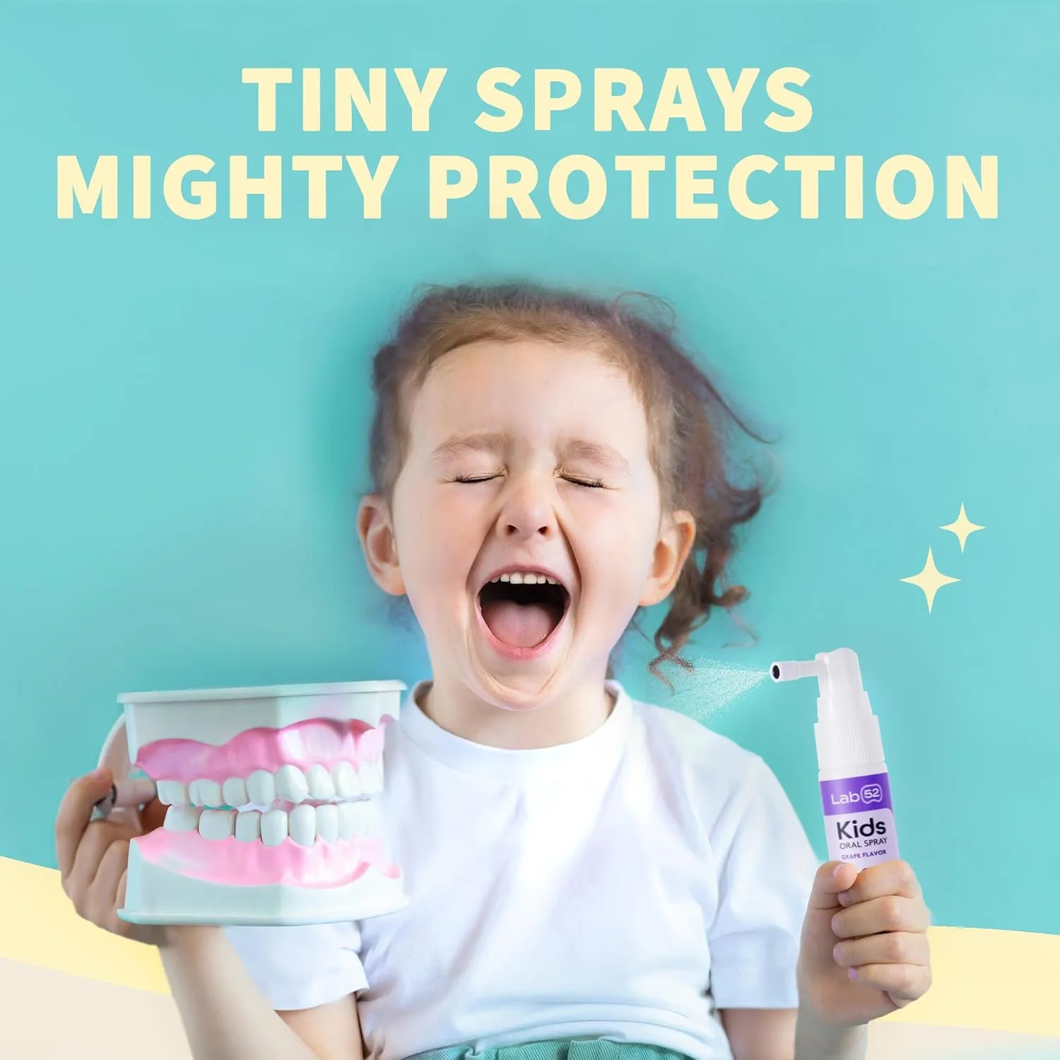 LAB52 Kids Oral Spray, Toddler Toothpaste Helper for Cavity Repair and Fresh Breath, Children Anticavity with Fluoride Free for Newborn to Preschoolers, Xylitol Strawberry Flavor
