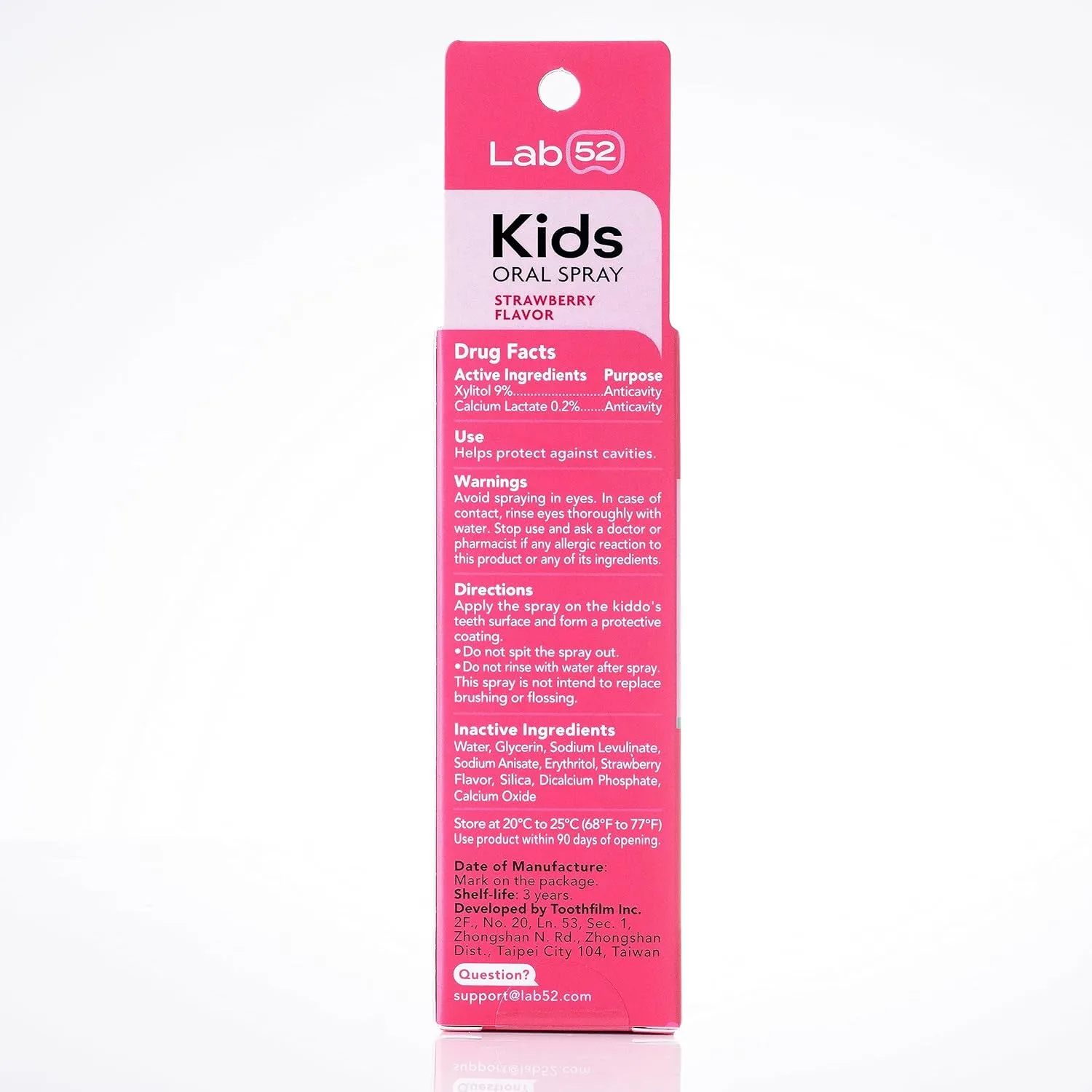 LAB52 Kids Oral Spray, Toddler Toothpaste Helper for Cavity Repair and Fresh Breath, Children Anticavity with Fluoride Free for Newborn to Preschoolers, Xylitol Strawberry Flavor