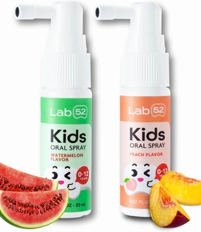 LAB52 Kids Oral Spray Duo Set, Toddler Toothpaste Helper for Cavity Repair and Fresh Breath, Children Anticavity with Fluoride Free for Newborn to Preschoolers, Xylitol (Watermelon & Peach)