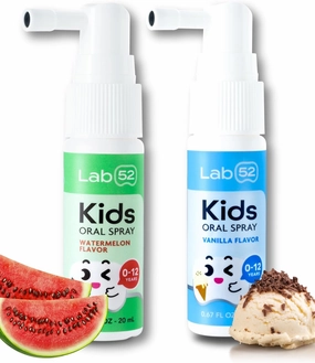 LAB52 Kids Oral Spray Duo Set, Toddler Toothpaste Helper for Cavity Repair and Fresh Breath, Children Anticavity with Fluoride Free for Newborn to Preschoolers, Xylitol (Watermelon & Vanilla)