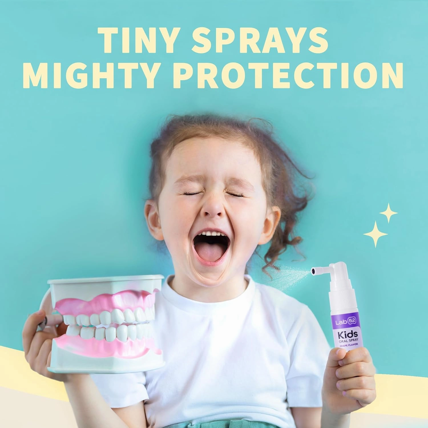 LAB52 Kids Oral Spray, Toddler Toothpaste Helper for Cavity Repair and Fresh Breath, Children Anticavity with Fluoride Free for Newborn to Preschoolers, Xylitol Peach Flavor