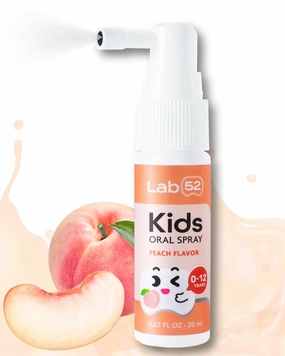 LAB52 Kids Oral Spray, Toddler Toothpaste Helper for Cavity Repair and Fresh Breath, Children Anticavity with Fluoride Free for Newborn to Preschoolers, Xylitol Peach Flavor