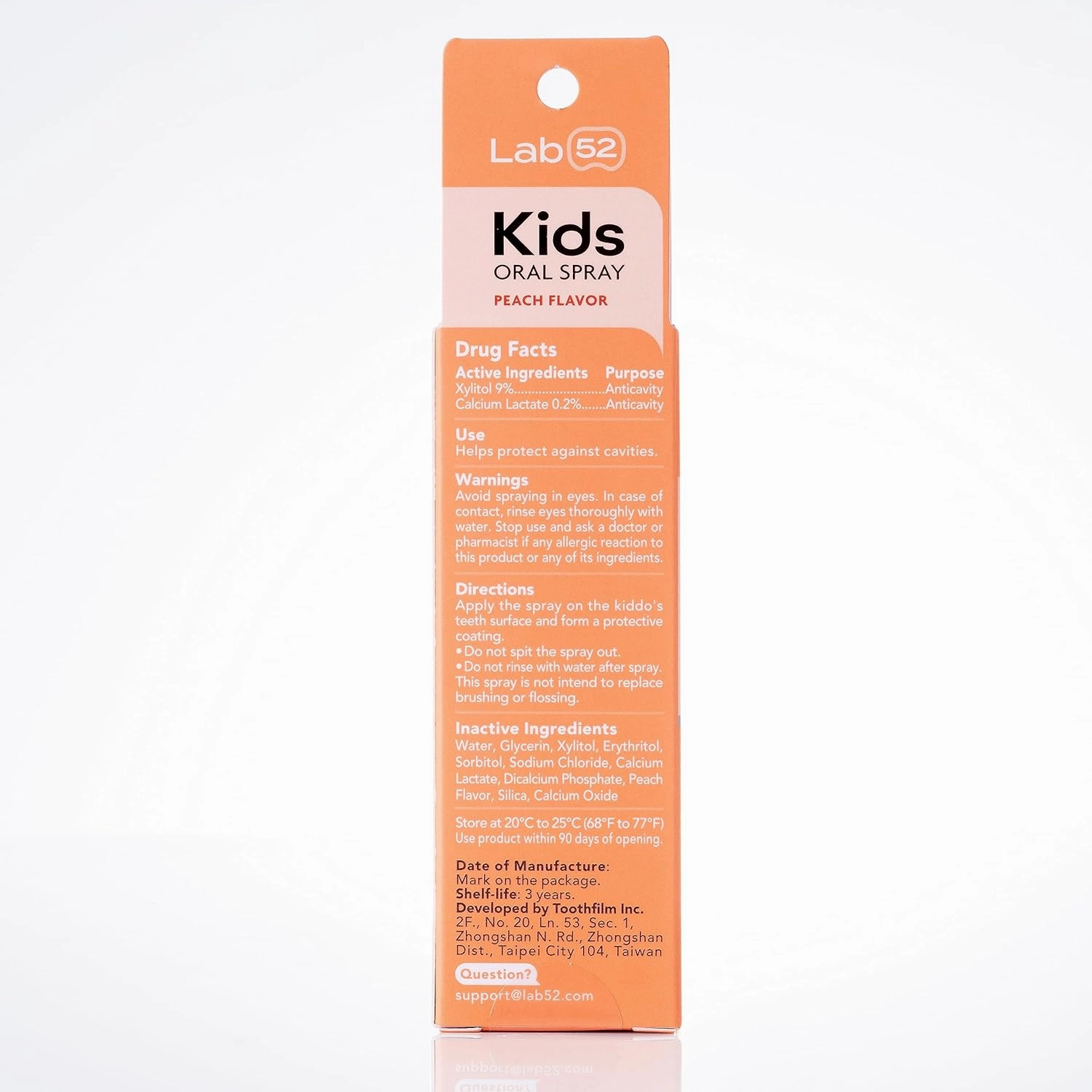 LAB52 Kids Oral Spray, Toddler Toothpaste Helper for Cavity Repair and Fresh Breath, Children Anticavity with Fluoride Free for Newborn to Preschoolers, Xylitol Peach Flavor