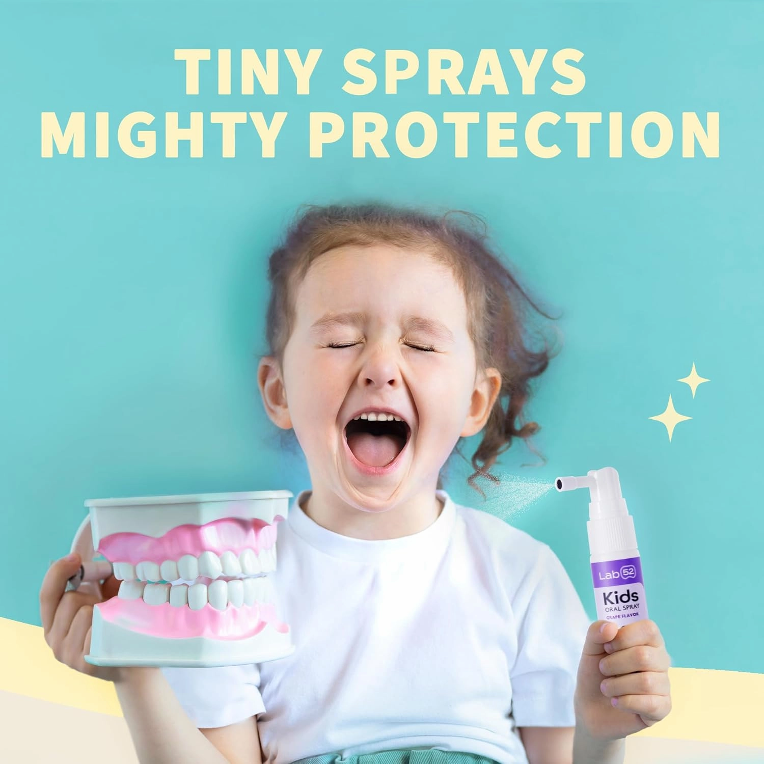 LAB52 Kids Oral Spray, Toddler Toothpaste Helper for Cavity Repair and Fresh Breath, Children Anticavity with Fluoride Free for Newborn to Preschoolers, Xylitol Vanilla Flavor