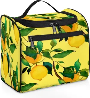 Lemon Citrus Fruits Hanging Toiletry Bag for Men Women Travel Cosmetic Makeup Organizer Bag Water Resistant Large Portable Wash Case for Accessories, Toiletries, Cosmetics