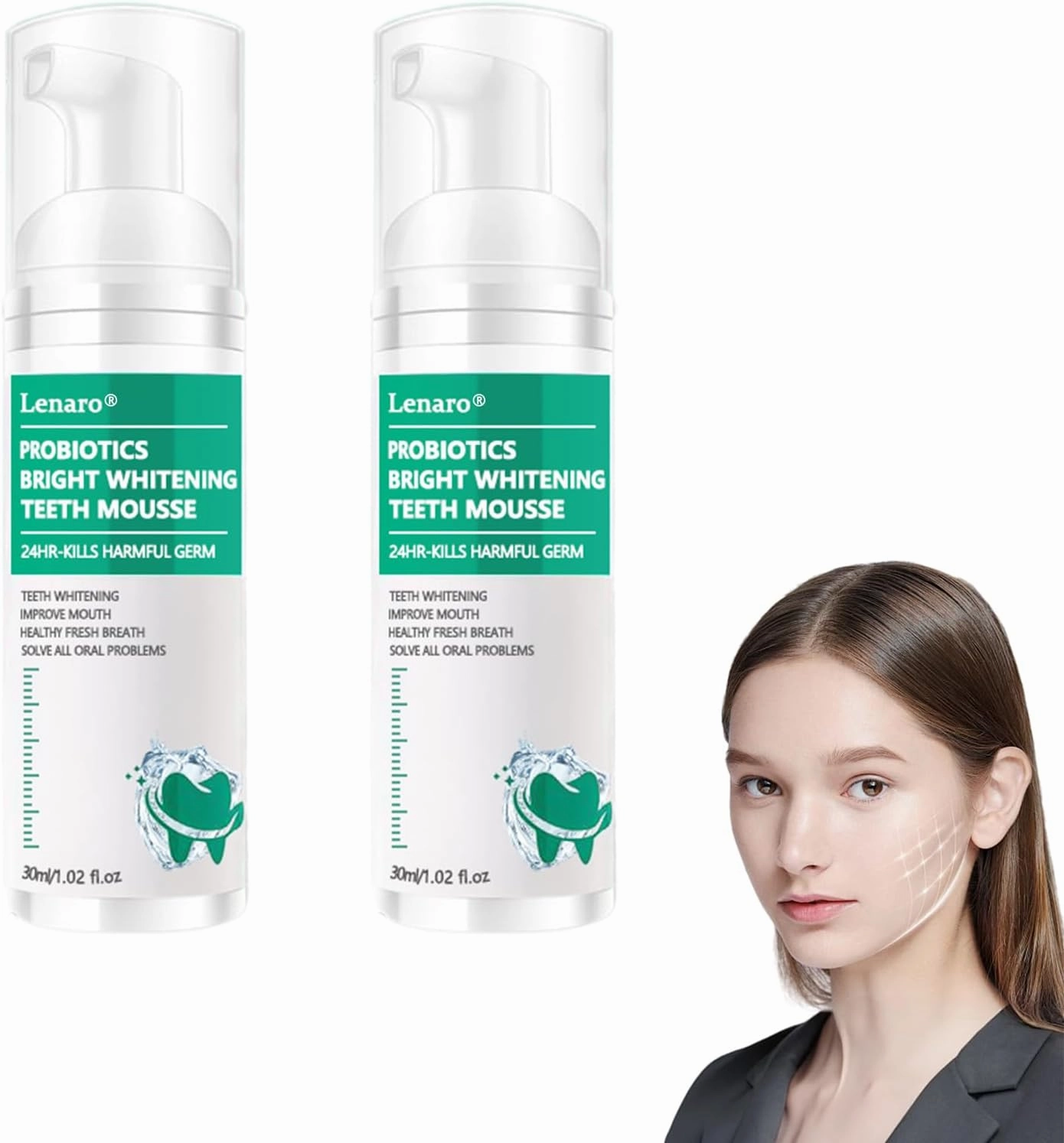 LenaroTM Herbal Brightening Oral Repair Mousse，Natural Brightening and Oral Health Repair，Easy to Use Teeth Whitener Foam for White Teeth,Freshens Breath, Whitens Teeth & Fights Bad Breath (2)