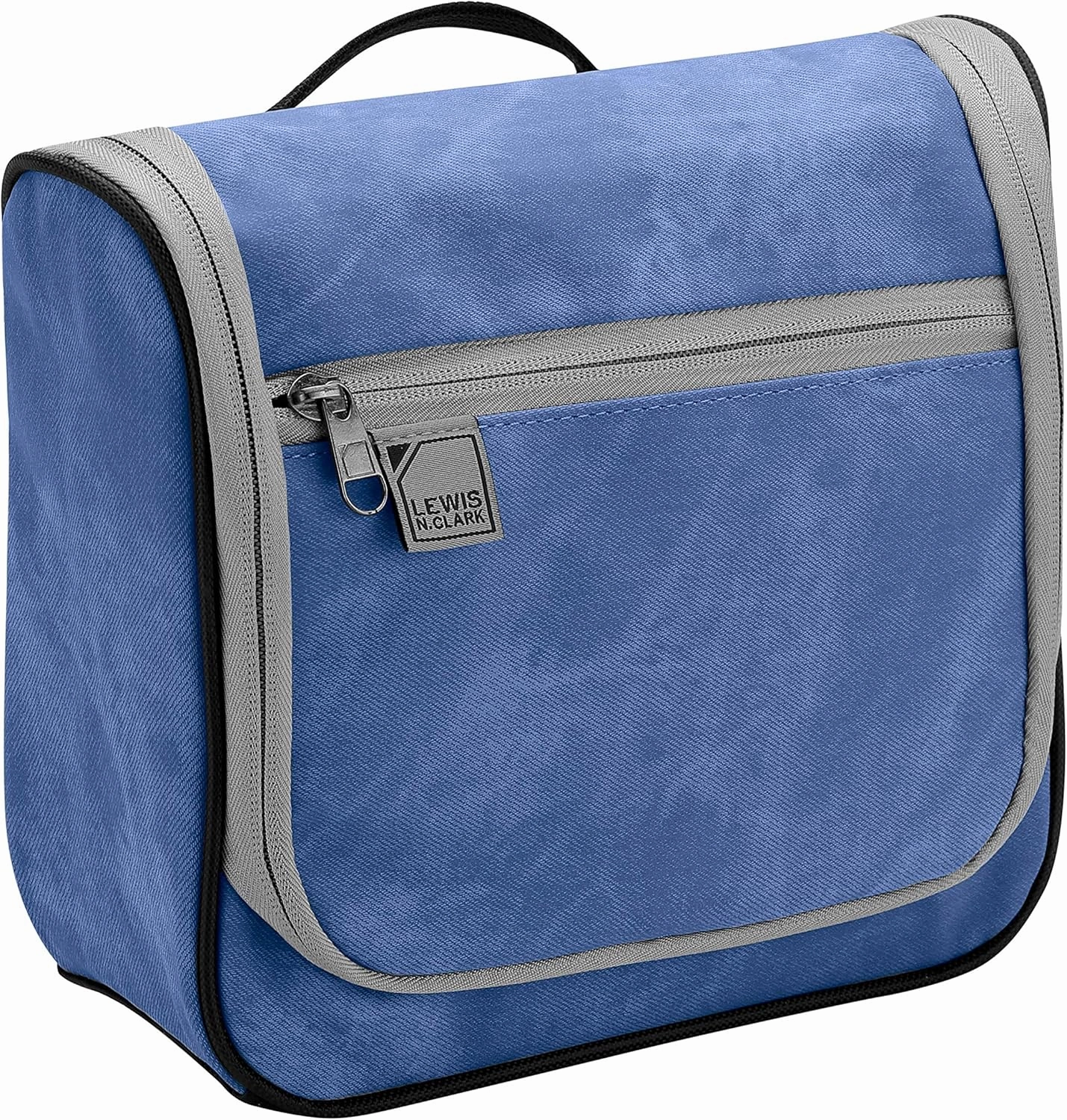 Lewis N. Clark Brushed Twill Hanging Toiletry Kit Bag for Travel Accessories, Shampoo, Cosmetics   Personal Items, Blue