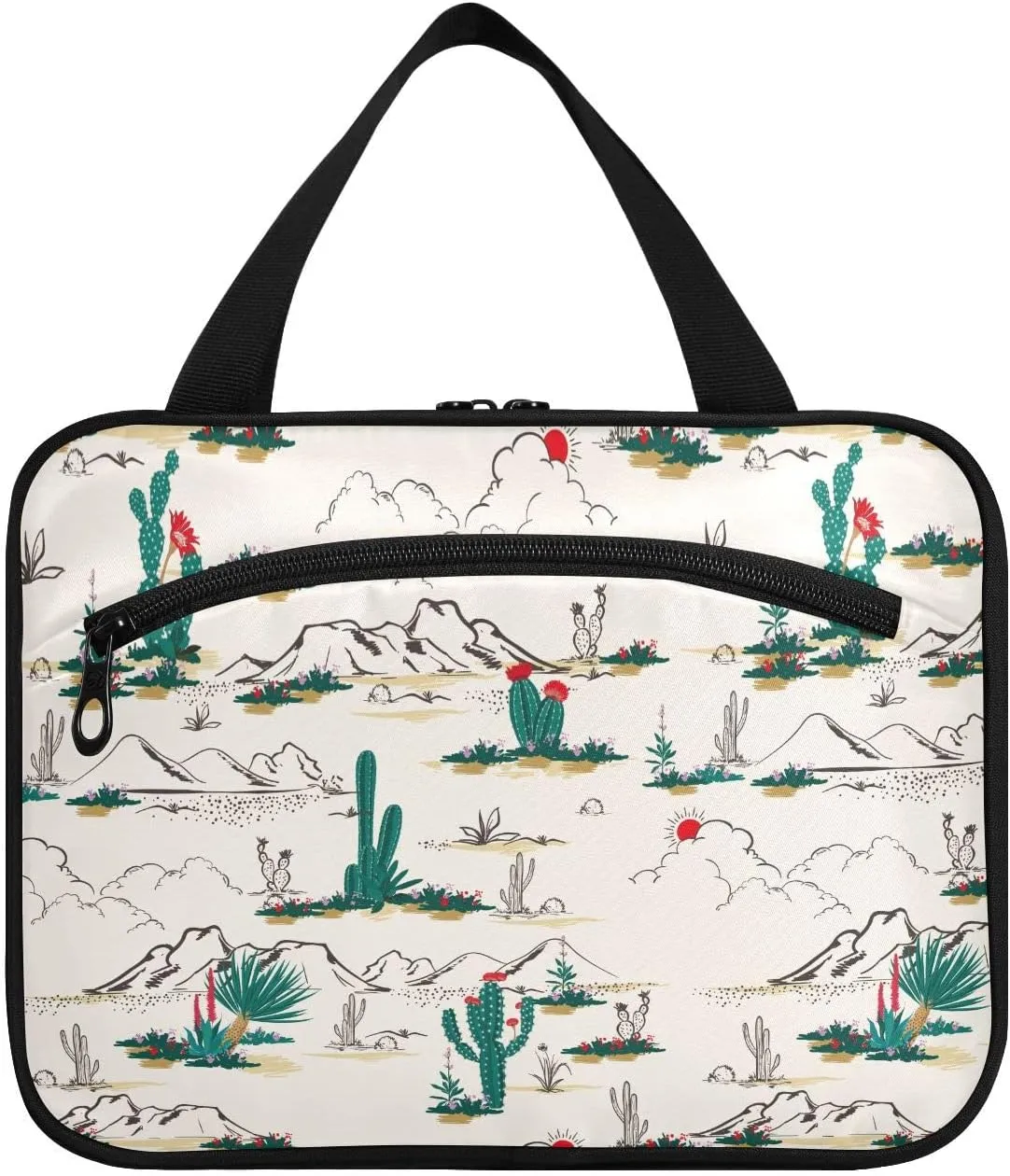 linqin Toiletry Bag for Travel, Cactus Makeup Bag Large Cosmetic Bag Organizer with Hanging Hook for Women Men