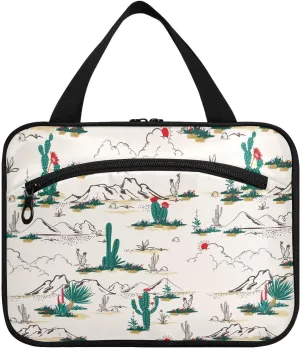 linqin Toiletry Bag for Travel, Cactus Makeup Bag Large Cosmetic Bag Organizer with Hanging Hook for Women Men